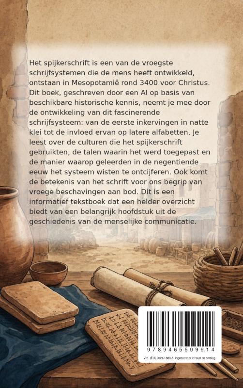 Achterkant van De geschiedenis van het spijkerschrift