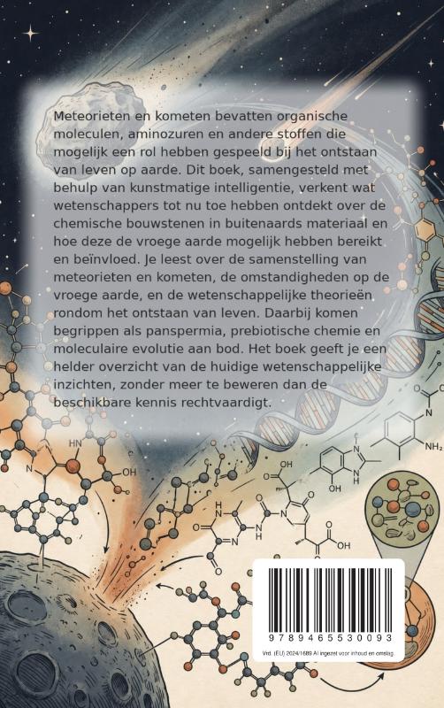 Achterkant van Bouwstenen van leven gevonden in de ruimte