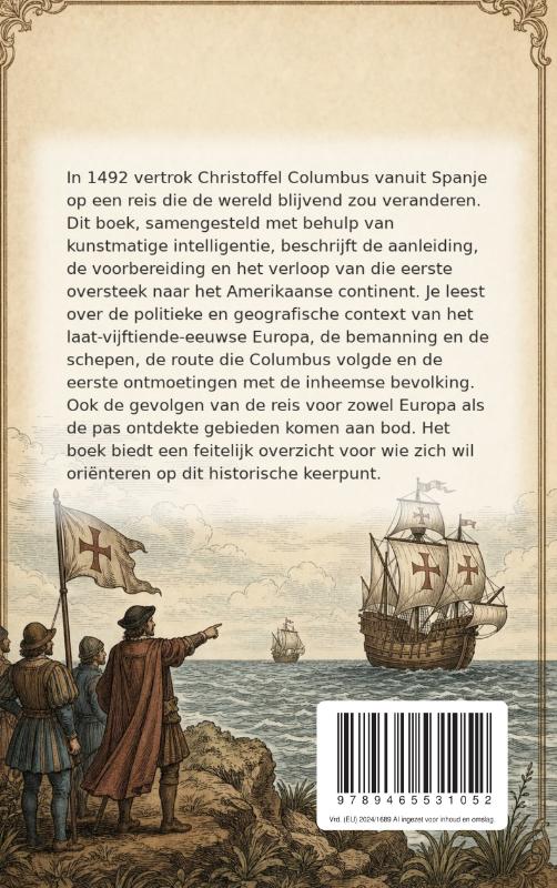 Achterkant van De ontdekkingsreis van Columbus in 1492
