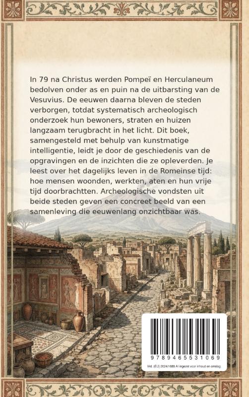 Achterkant van De opgraving van Pompeï en Herculaneum