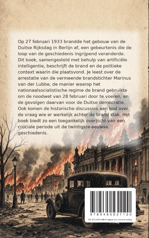 Achterkant van De brand op de Reichstag in 1933