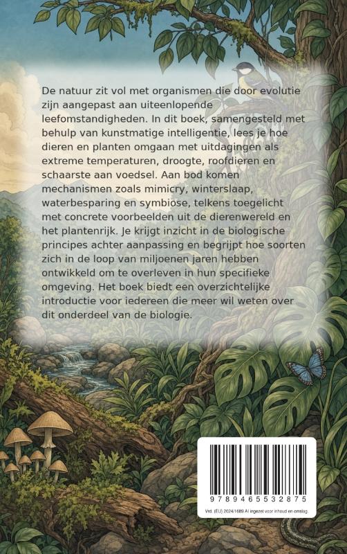 Achterkant van Aanpassing en overleven in de natuur