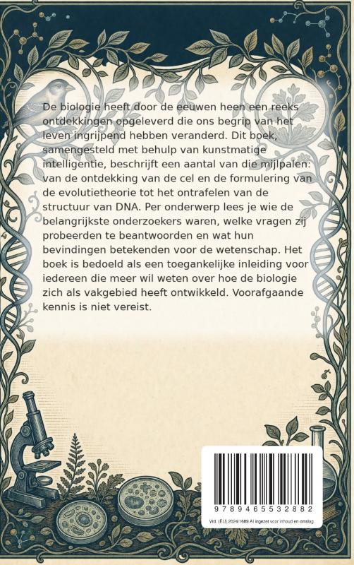Achterkant van Beroemde ontdekkingen in de biologie
