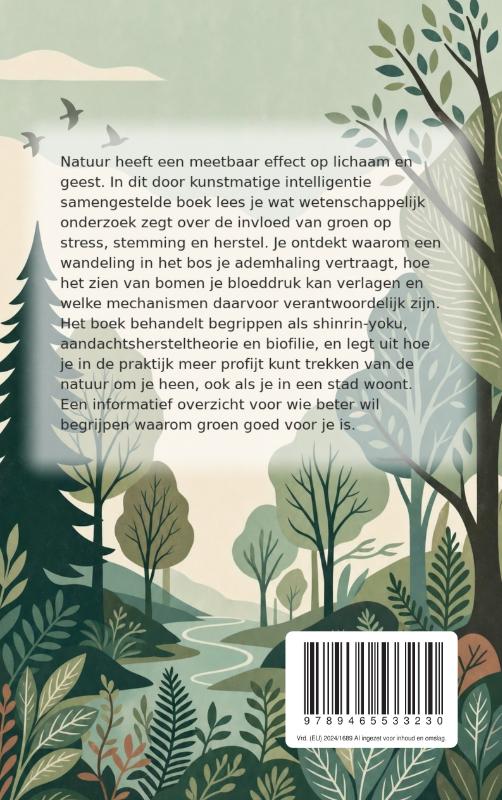 Achterkant van De rust van groen om je heen