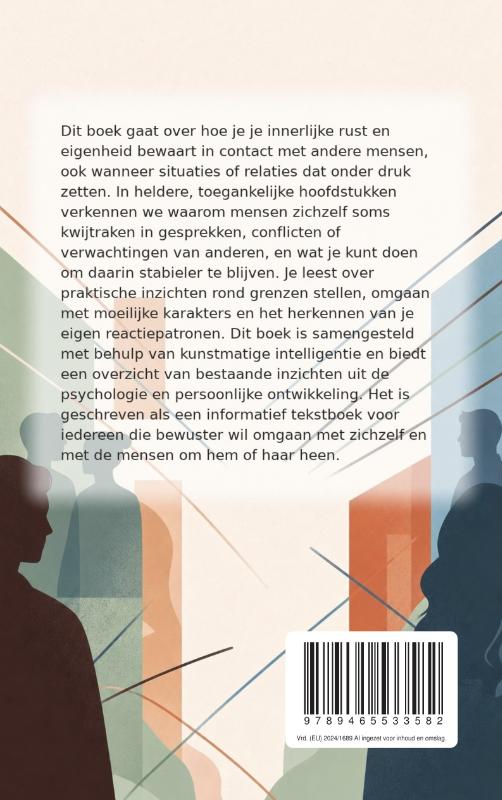 Achterkant van Rustig en standvastig blijven bij wie dan ook