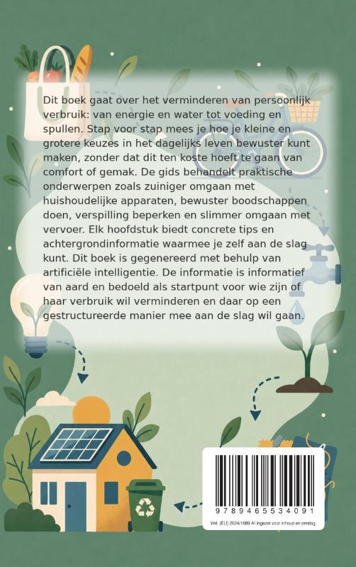 Achterkant van Stap voor stap minder verbruiken