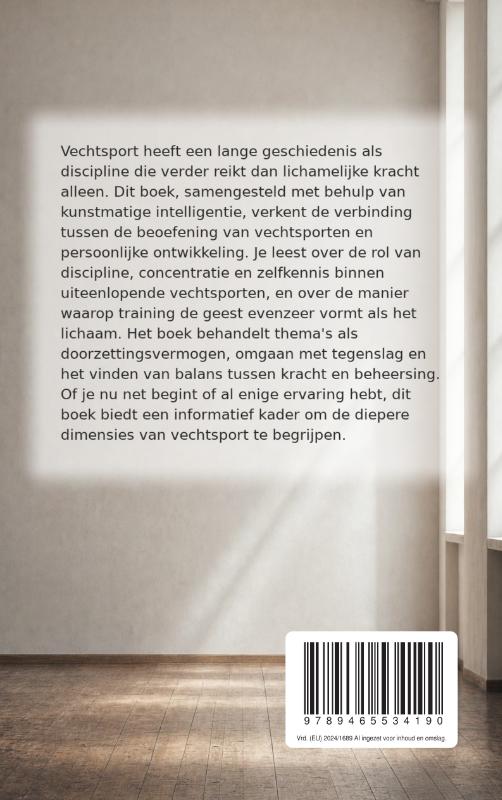 Achterkant van Vechtsport als weg naar zelfontwikkeling