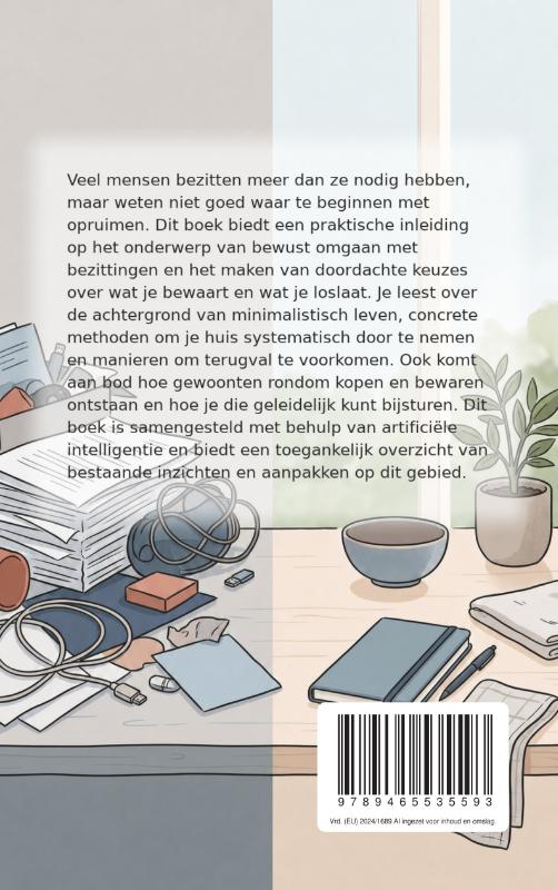 Achterkant van Minder spullen, meer rust