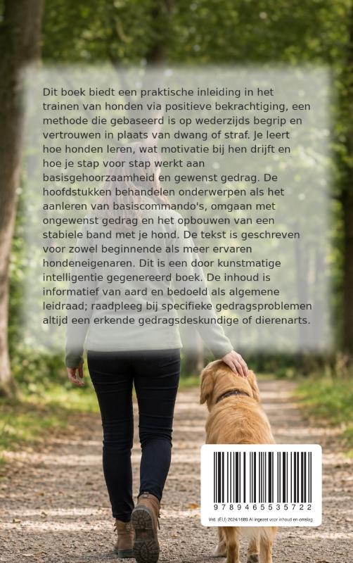 Achterkant van Honden trainen met positieve methodes