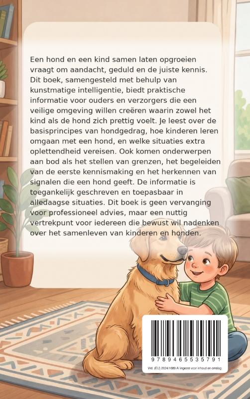 Achterkant van Een hond en kind samen laten opgroeien