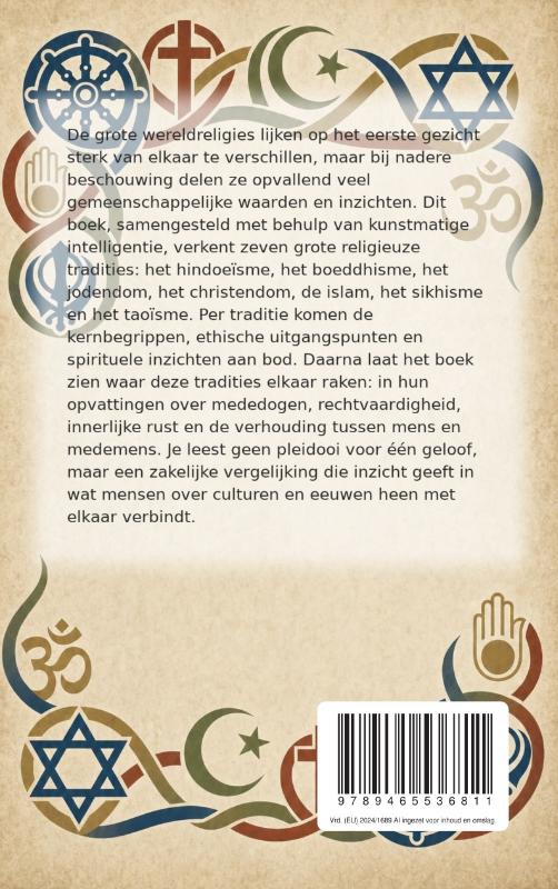 Achterkant van Overeenkomsten tussen wereldreligies