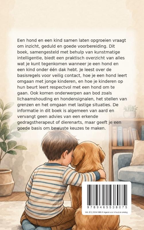 Achterkant van Een hond en kind samen laten opgroeien