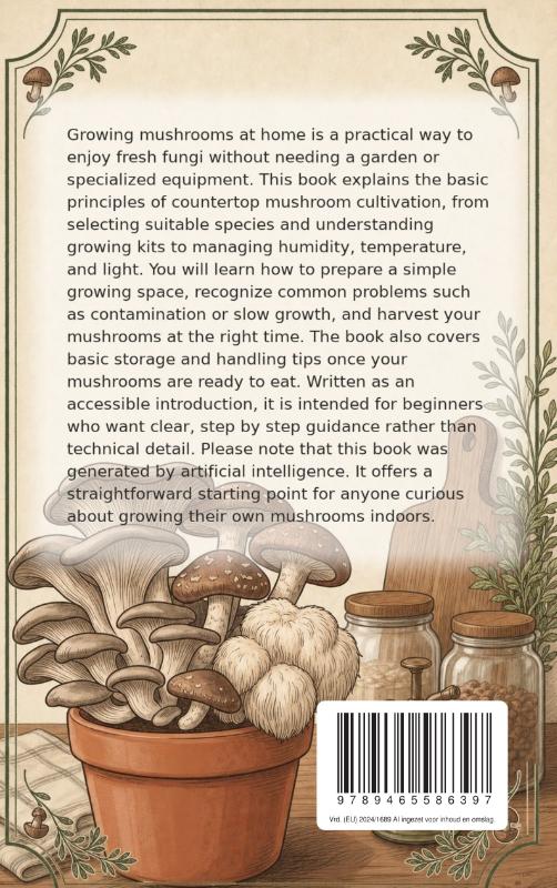 Achterkant van Growing Mushrooms on Your Countertop
