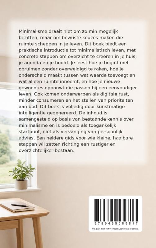 Achterkant van Minimalistisch Leven Eenvoudig Gemaakt