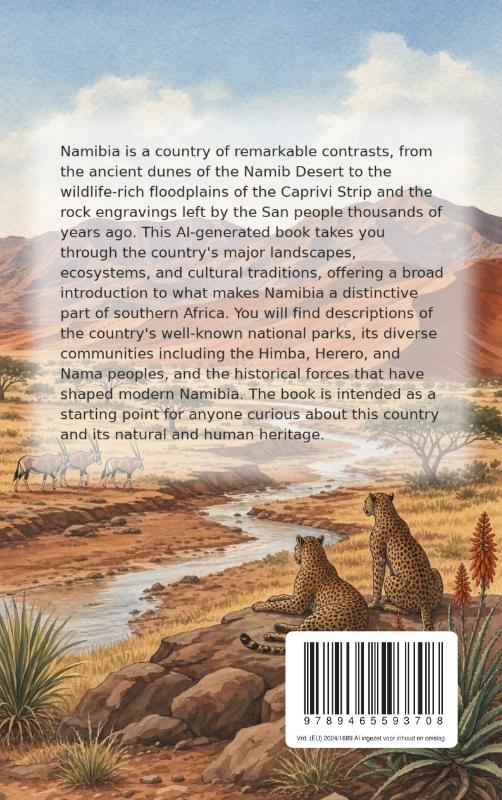 Achterkant van Discovering Namibia