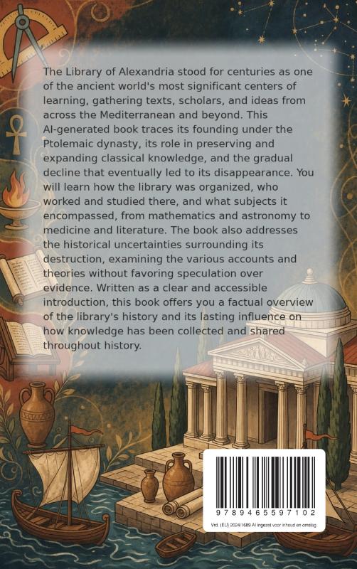 Achterkant van All About the Library of Alexandria