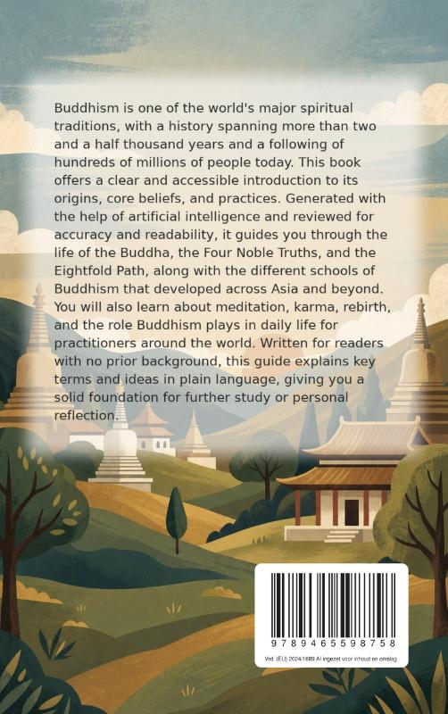 Achterkant van All About Buddhism for Beginners