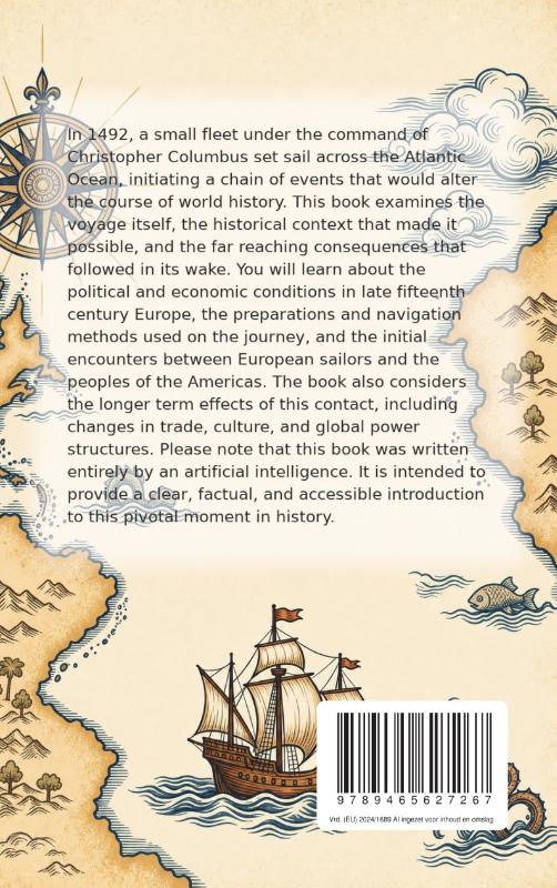 Achterkant van Columbus's Voyage of Discovery in 1492