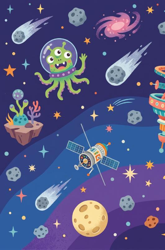 Achterkant van Ruimtevaarders en planeten