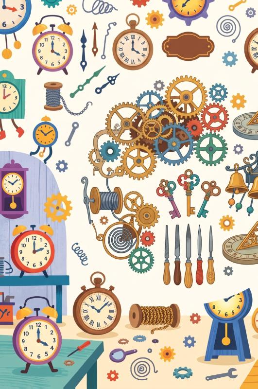 Achterkant van Klokkenmakers en uurwerken