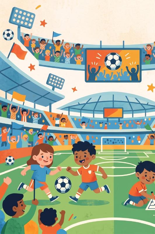 Achterkant van Voetbal en het stadion