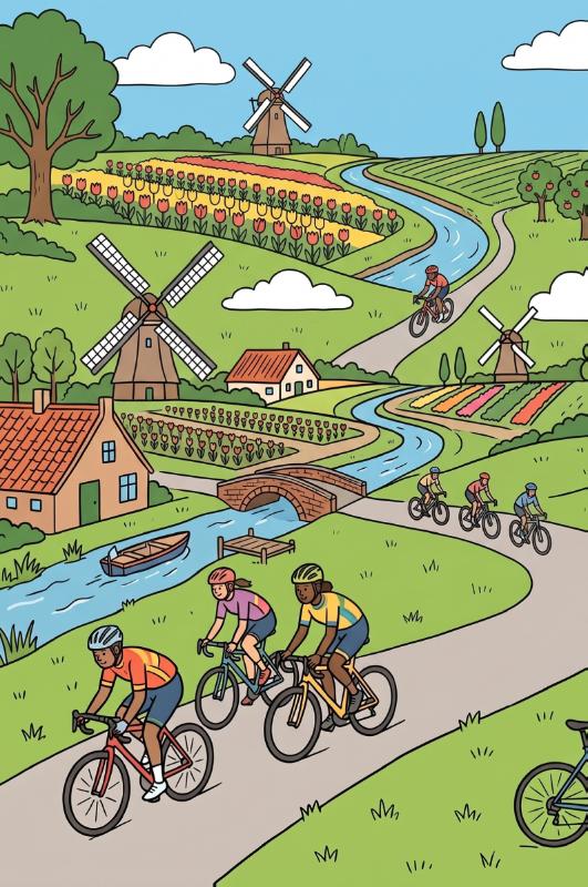 Achterkant van Wielrennen door het landschap