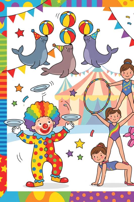 Achterkant van Clowns en acrobaten
