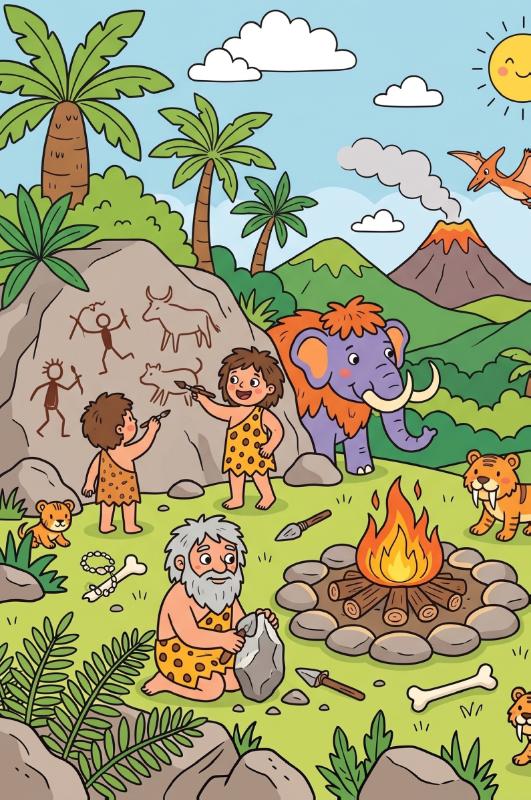 Achterkant van Prehistorie en holbewoners
