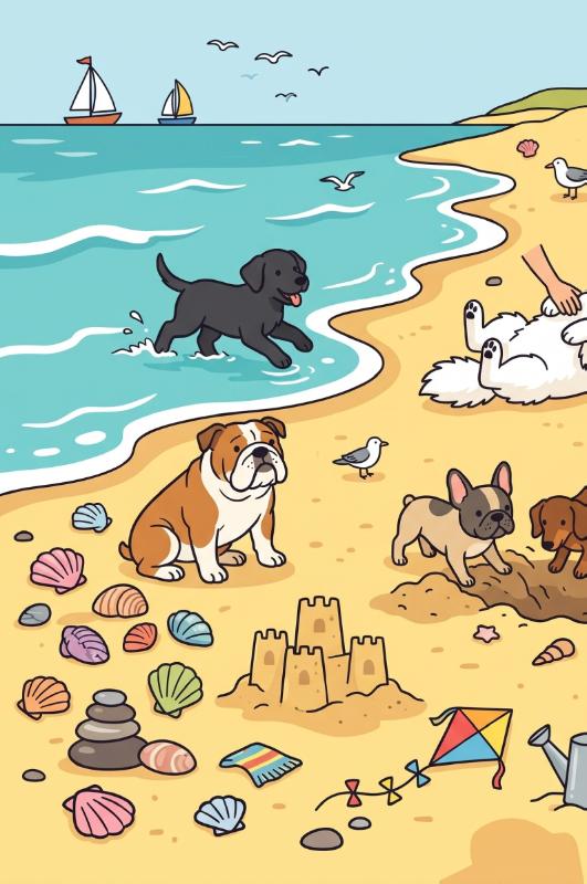 Achterkant van Honden op het strand