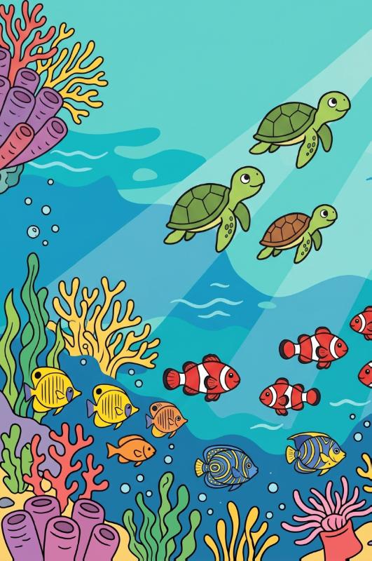 Achterkant van Zeeschildpadden op reis