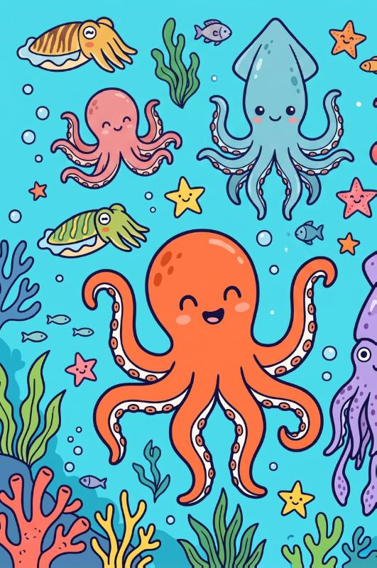 Achterkant van Octopussen en inktvissen