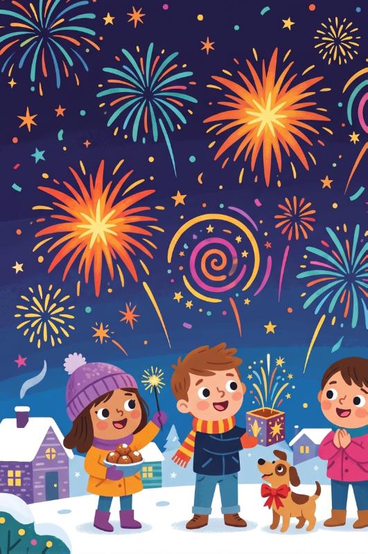 Achterkant van Oud en nieuw met vuurwerk