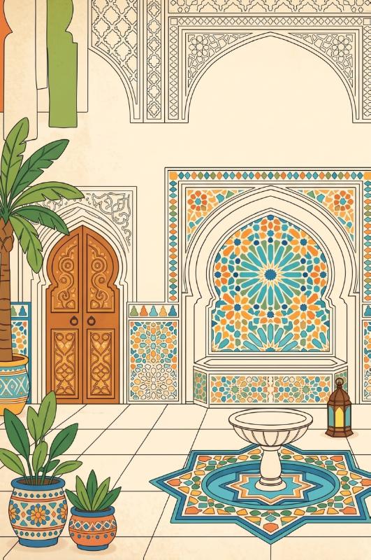 Achterkant van Marokkaanse tegels en riads