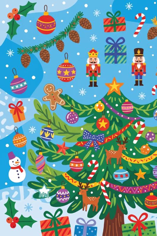 Achterkant van Kerstbomen en versieringen