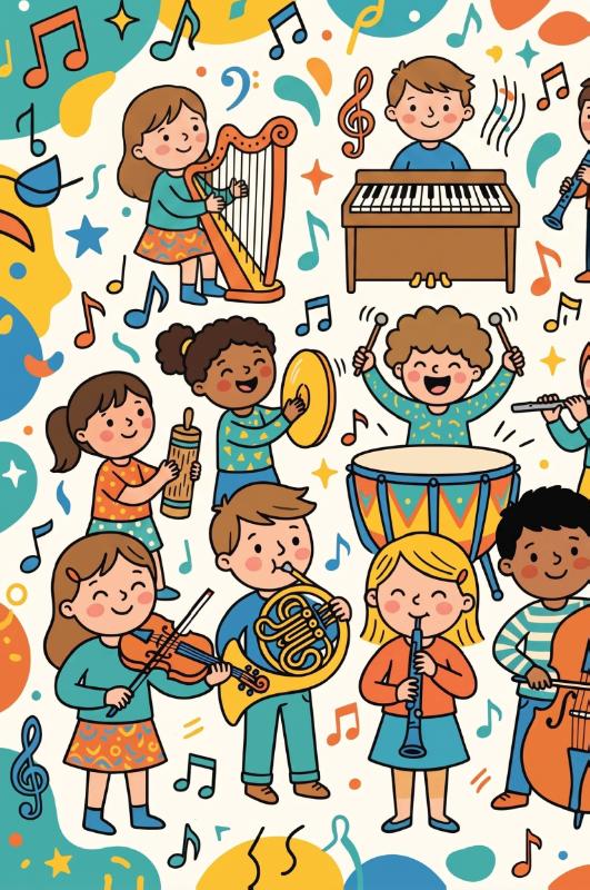 Achterkant van Muzikanten en het orkest