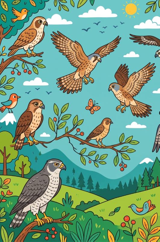 Achterkant van Roofvogels en valken