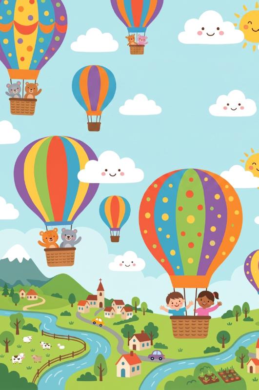 Achterkant van Heteluchtballonnen boven het land