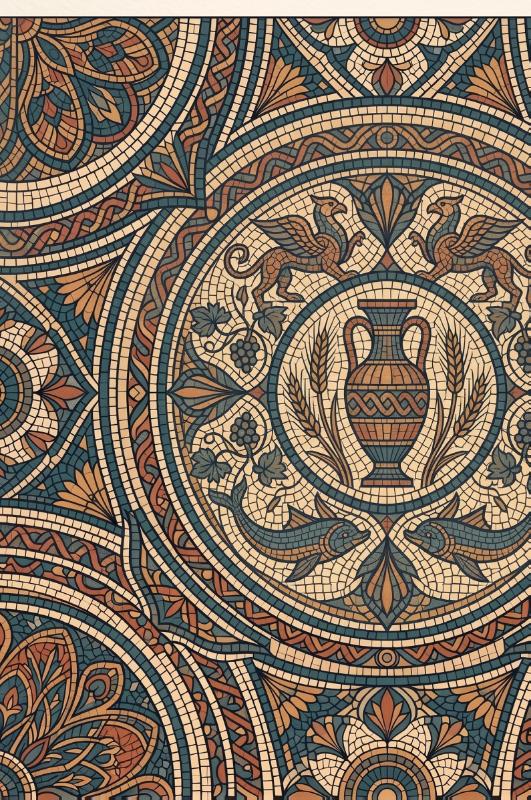 Achterkant van Mozaïeken uit de oudheid