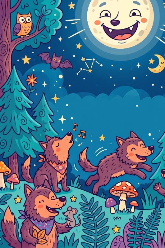 Achterkant van Weerwolven bij volle maan