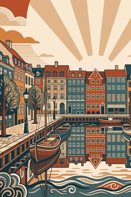 Achterkant van Kopenhagen en Nyhavn