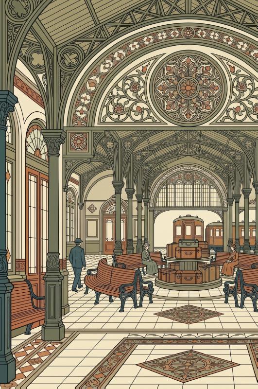 Achterkant van Het station en de wachtkamer