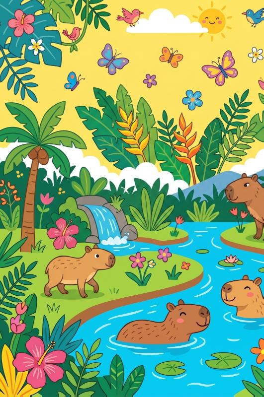 Achterkant van Tapirs en capibara's