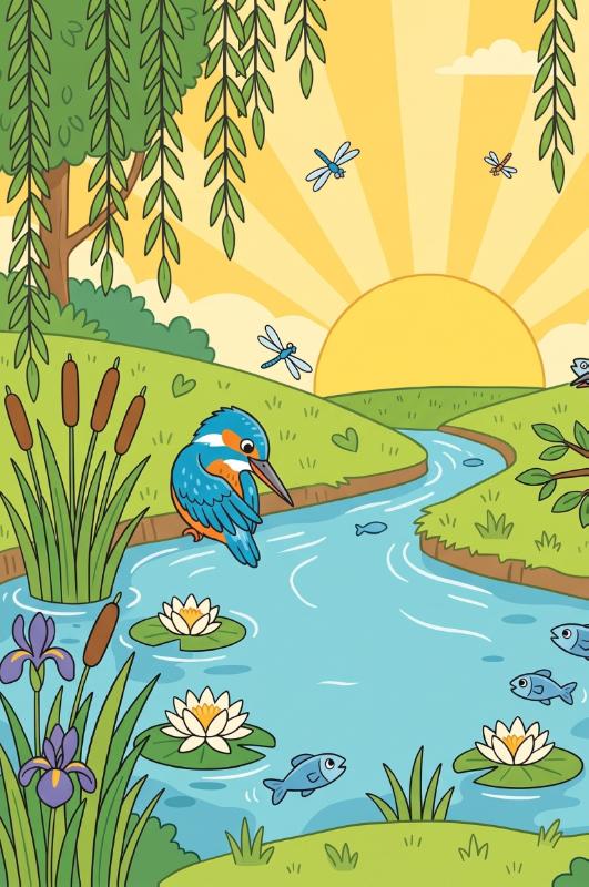 Achterkant van IJsvogels aan de waterkant