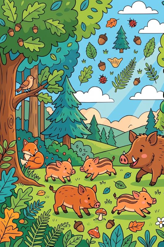 Achterkant van Wilde zwijnen in het bos