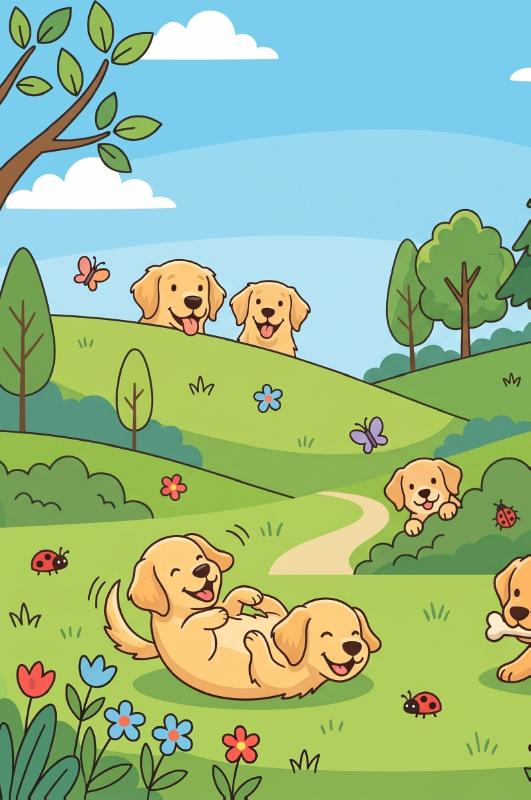 Achterkant van Golden retrievers