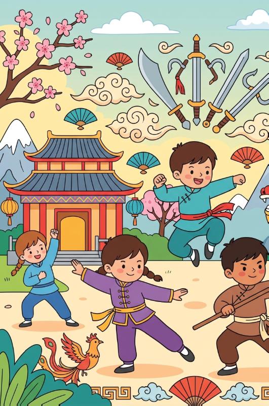Achterkant van Kungfu en wushu