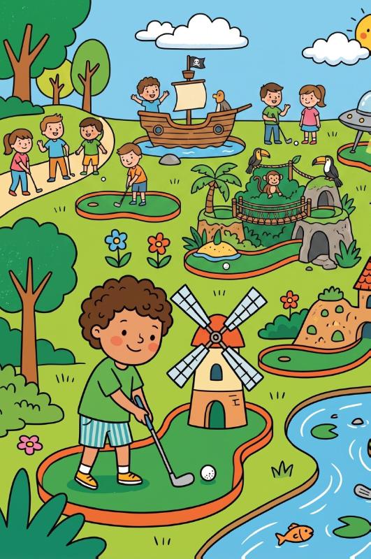 Achterkant van Minigolf en midgetgolf