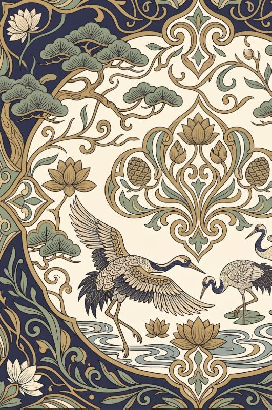 Achterkant van Kraanvogels en hun dans