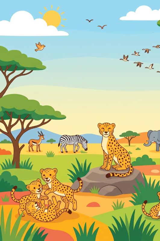 Achterkant van Cheeta's op de savanne