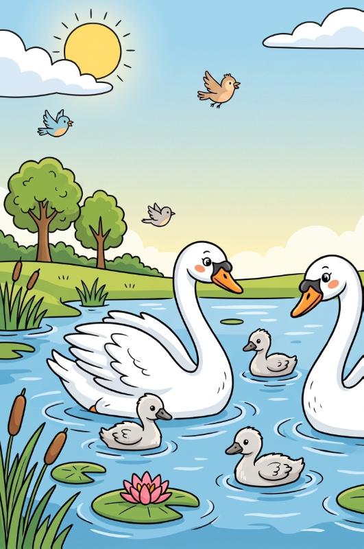 Achterkant van Zwanen op het water